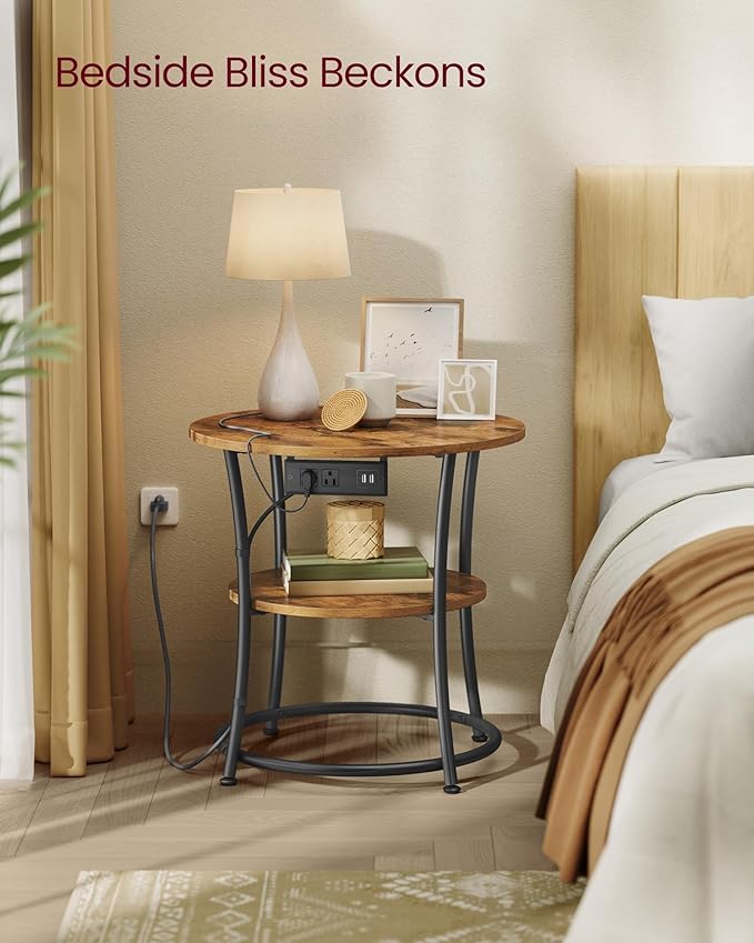 VASAGLE Side Table, 2-Tier Round End Table - Image 6