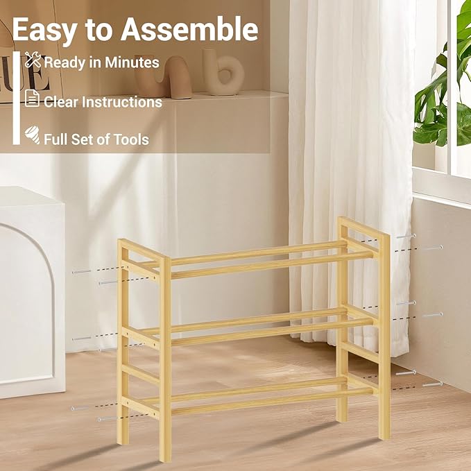Haddockway Bamboo Shoe Rack for Closet, Free Standing Shoe Organizer - Image 4