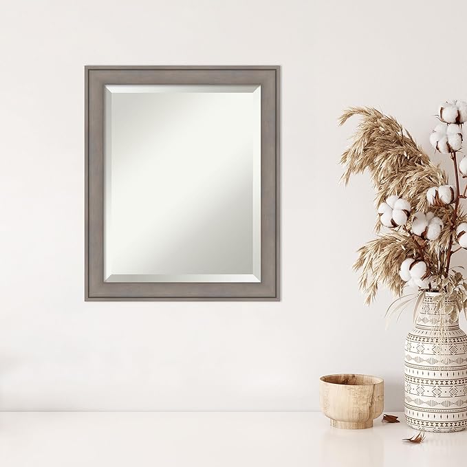 Amanti Art Grey Wall Mirror 24x20 Greywash Rectangle Bathroom Mirror - Image 4
