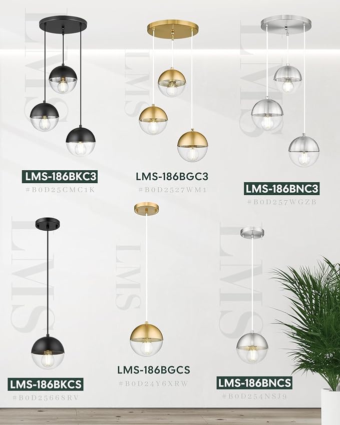 LMS 6-inch Modern Pendant Light, Matte Black Kitchen Pendant Light - Image 7