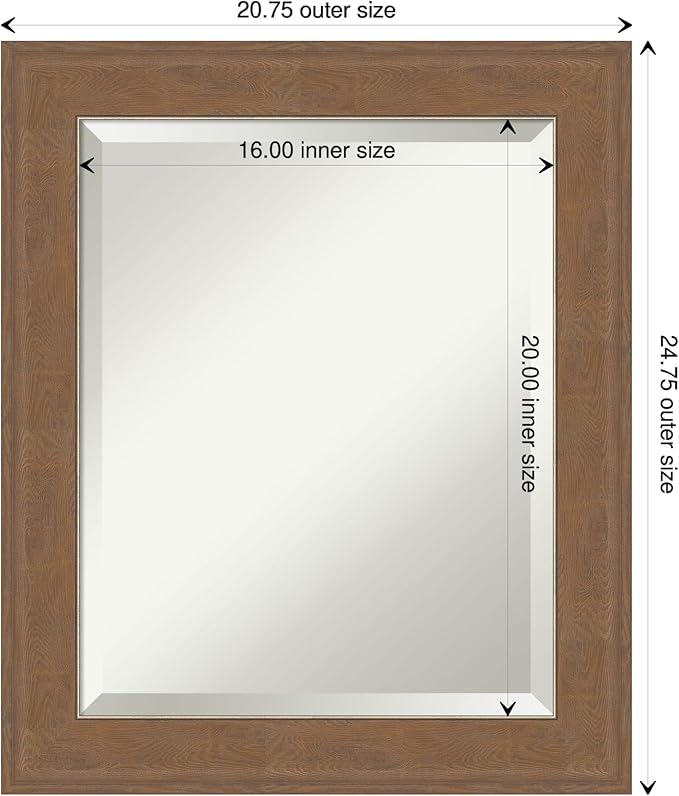 Amanti Art Brown Wall Mirror 25x21 Alta Medium Brown Rectangle Bathroom Mirror - Image 4