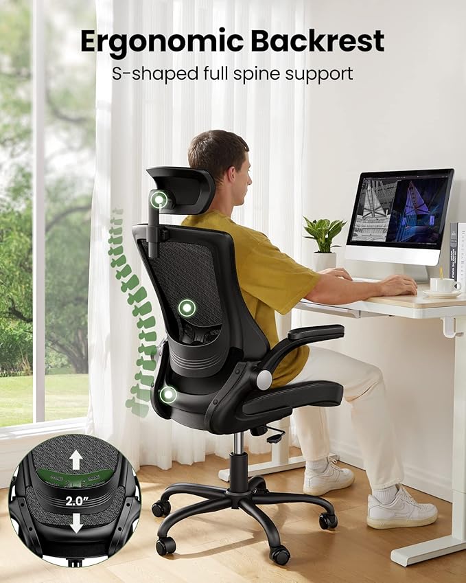 Marsail Office Chair Ergonomic Desk Chair, 360°Swivel Mesh Back Wide Computer - Image 3