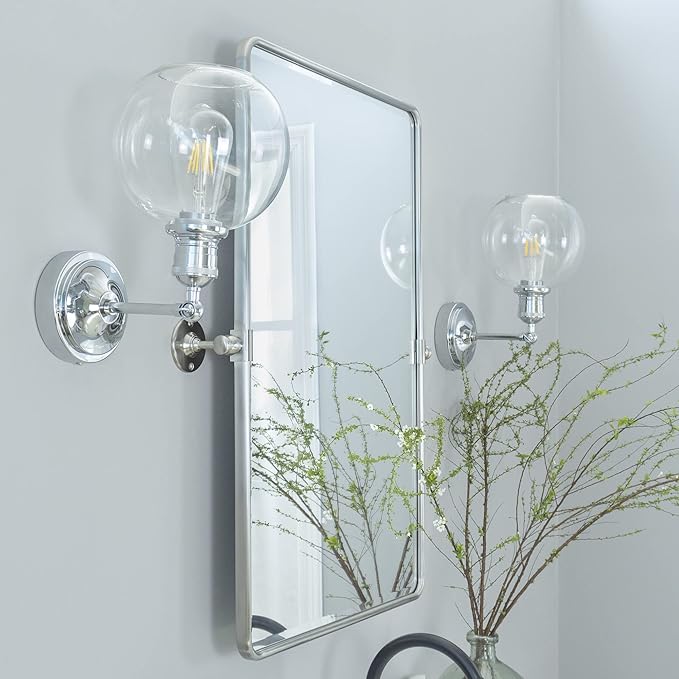 TEHOME 20x30'' Brushed Nickel Pivot Mirror Rectangle Bathroom Vanity Mirror - Image 6