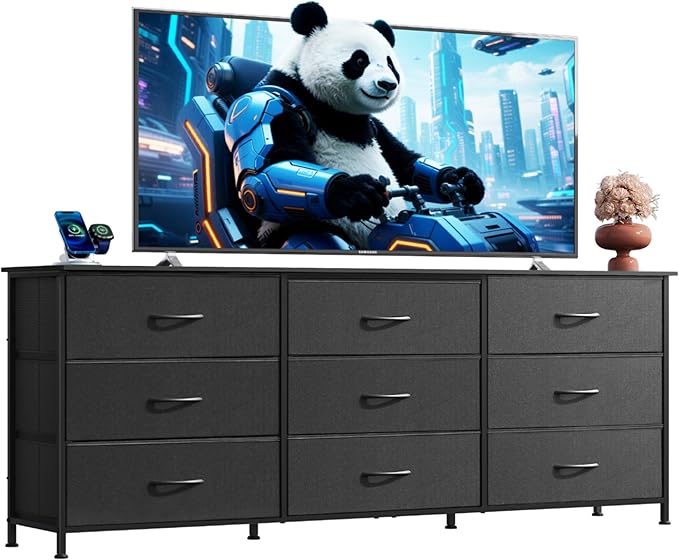 WLIVE 63''W Dresser for Bedroom, 75 inch TV, Wide Chest of Drawers by WLIVE