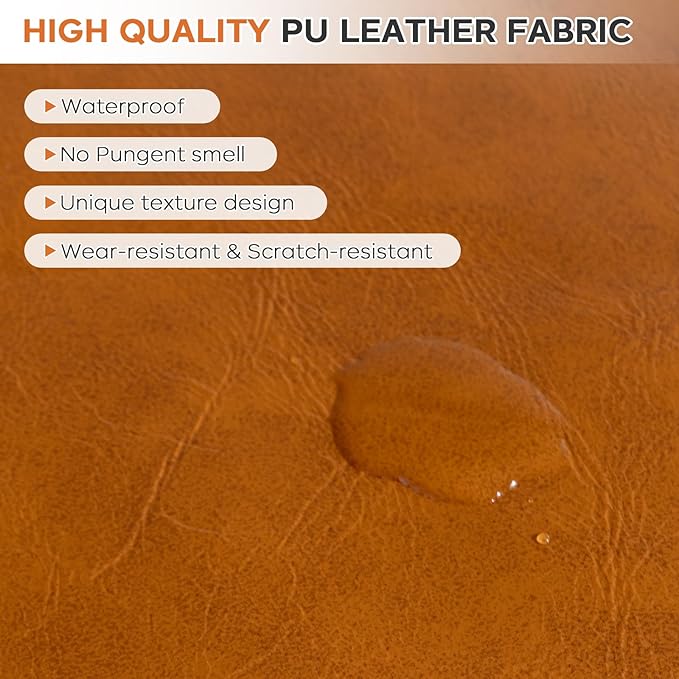 Pouf Ottoman Cover, 17.7" Square Unstuffed Pouf Cover, Faux PU Leather Moroccan - Image 4