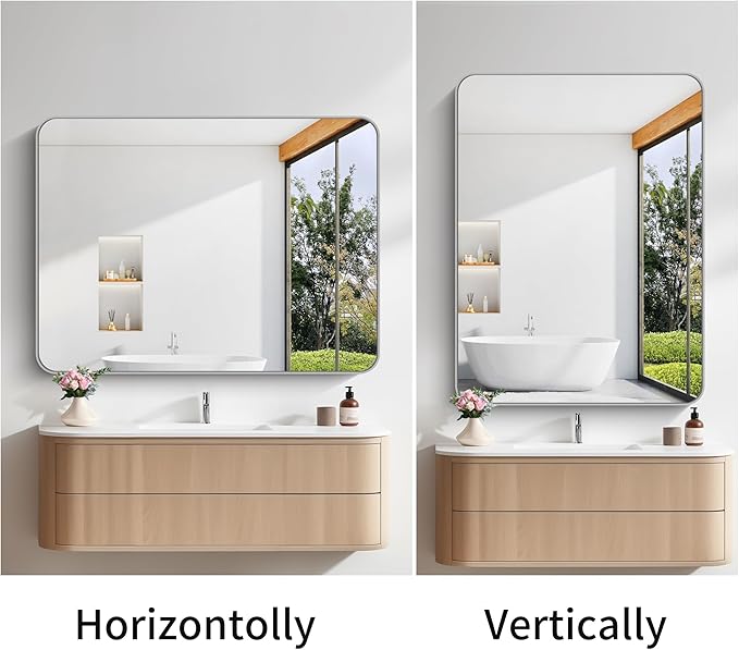 FORBATH 40x48 Inch Silver Bathroom Mirror - Image 6