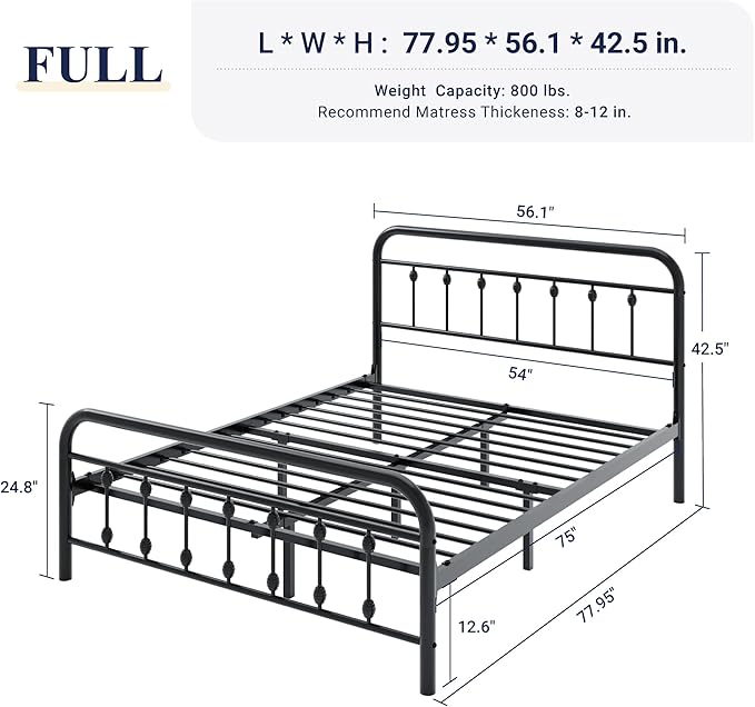 Allewie 14 Inches Full Size Metal Platform Bed Frame - Image 2