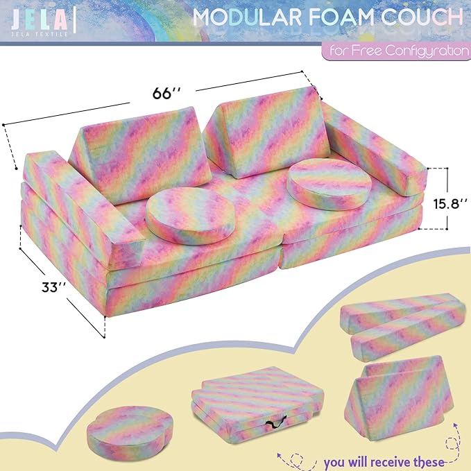 jela Kids Play Couch Castle Extended Size 10PCS - Image 2
