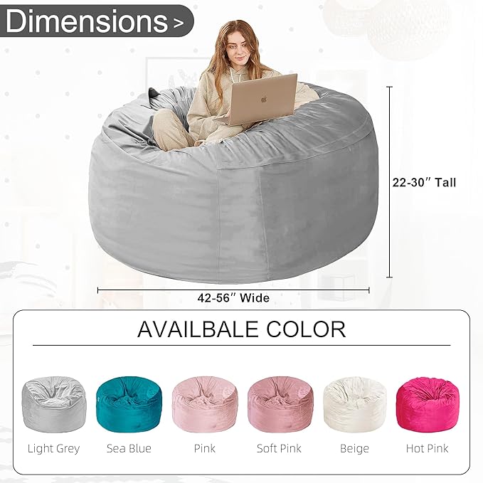 HABUTWAY Bean Bag Chair: Giant 4' Memory Foam Furniture Bean Bag Chairs - Image 3