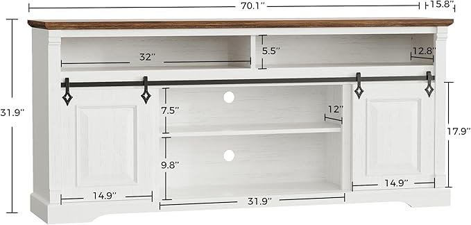 IRONCK Farmhouse TV Stand for 75+ Inch TV, Media Console for Living Room - Image 2