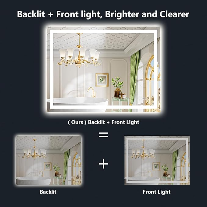 44x30 Inch LED Bathroom Mirror - Image 2