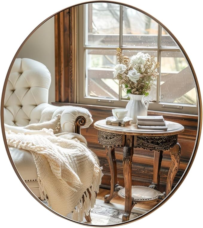 ANDY STAR Bronze Round Mirror 36 inch, Oil Rubbed Bronze Round Mirror in Metal by ANDYSTAR