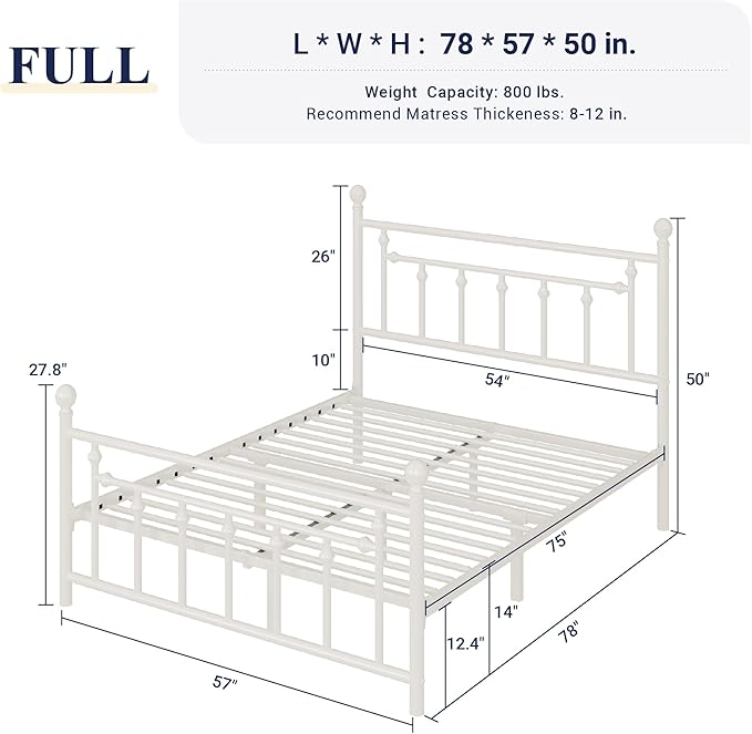 Allewie 14 Inch Full Size Metal Platform Bed Frame - Image 2