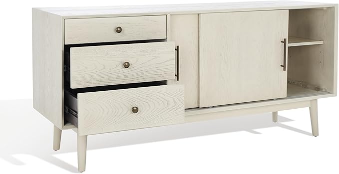 SAFAVIEH Couture Collection Tomas Mid-Century White Washed 3-Drawer Sliding - Image 7
