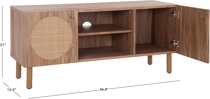 SAFAVIEH Home Collection Ophelia Oak Brown 2-Door 2-Shelf Entertainment Media - Image 3