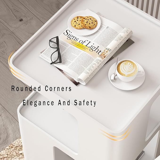 White Nightstands, Modern Side Table - Image 3
