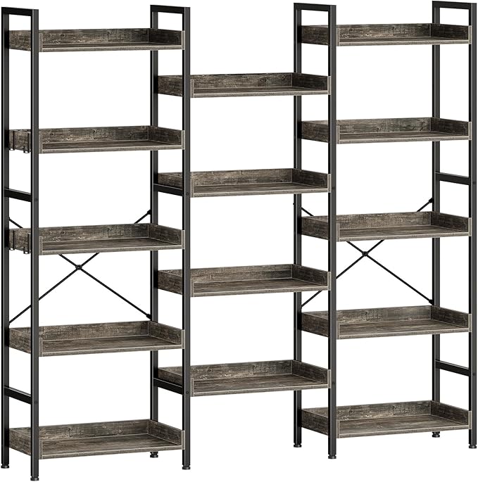 Rolanstar Bookshelf 5 Tiers, Triple Bookcase by Rolanstar