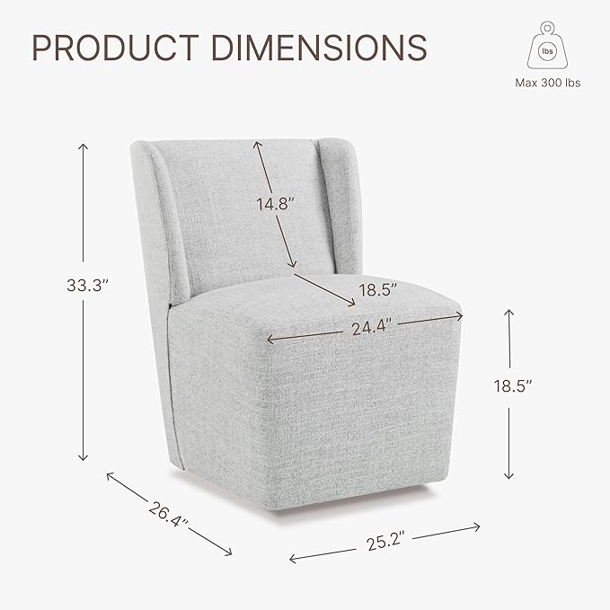 Upholstered Dining Chair with Casters Wingback Modern Side Armless Deskchair - Image 3