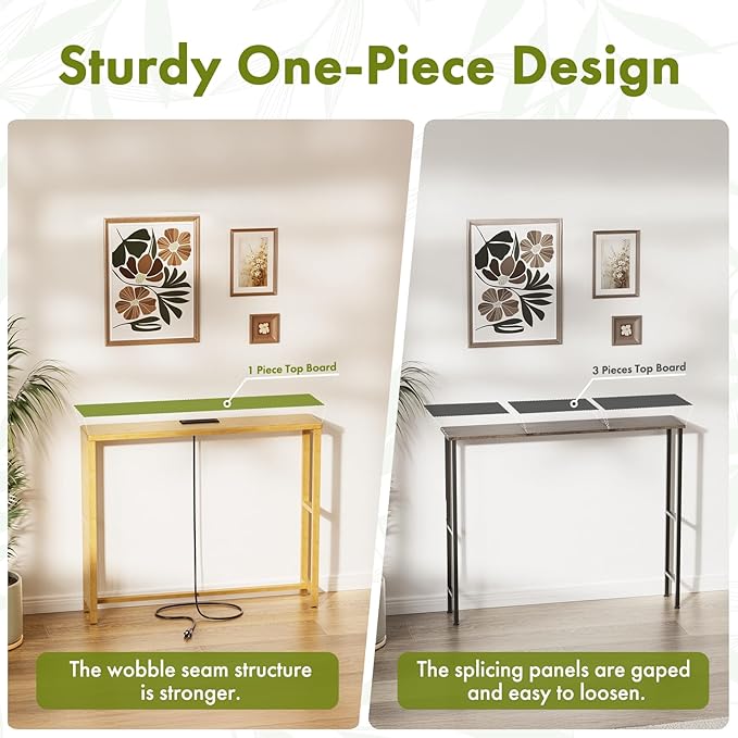 2 Pack Narrow Console Table Bamboo, 78.8" Long Entryway Tables - Image 4