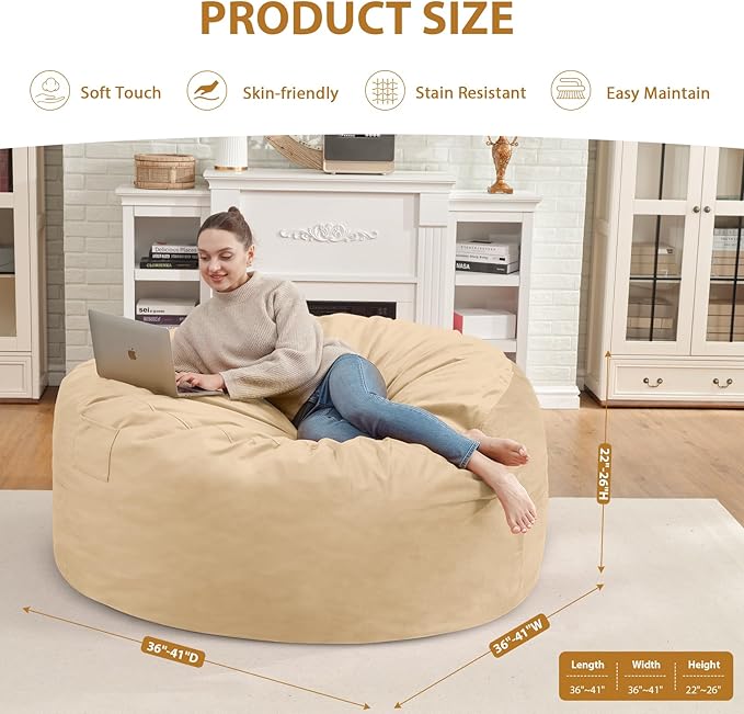3FT Bean Bag Chair, Comfy Bean Bag Chairs - Image 3