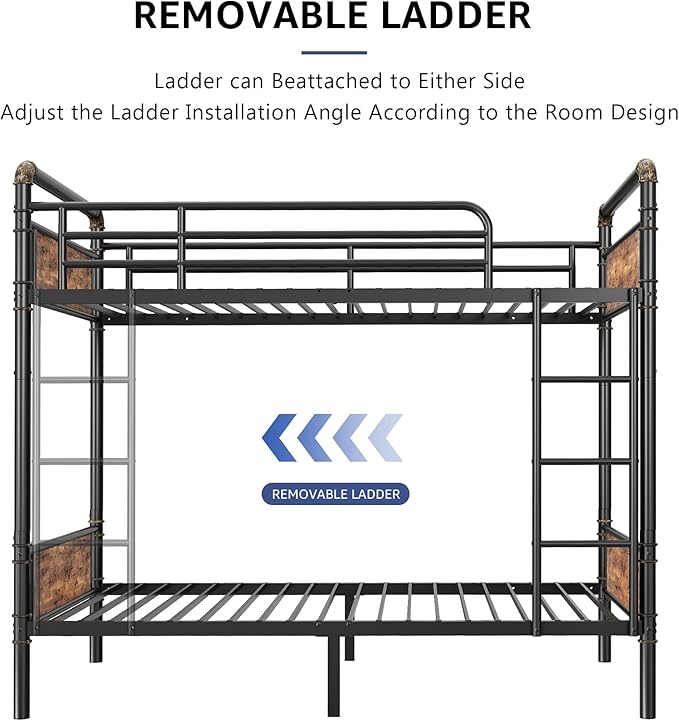 Metal Bunk Bed Twin Over Twin, Industrial Bunkbeds Heavy Duty Bed - Image 4
