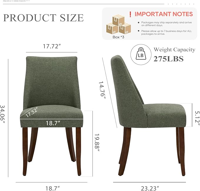COLAMY Upholstered Dining Chairs Set of 6, Mid Century Modern Kitchen Chairs - Image 8
