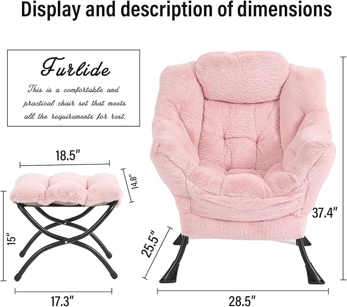 Lazy Chair with Ottoman, Modern Chair with Folding Footrest, Lounge Accent Chair - Image 2