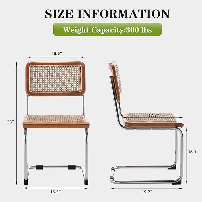 Rattan Dining Chairs Set of 2 Mid Century Modern Dining Room Chairs - Image 2