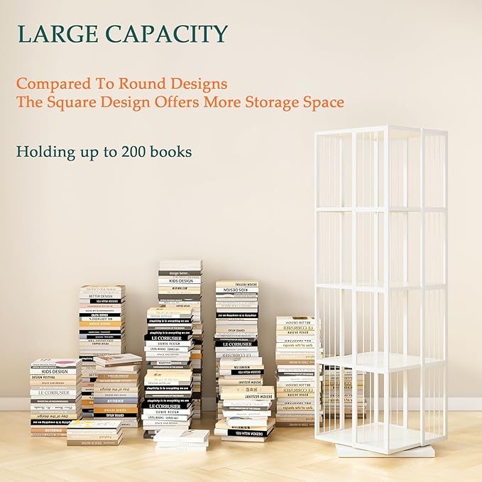 Square Rotating Bookshelf Tower - Image 3