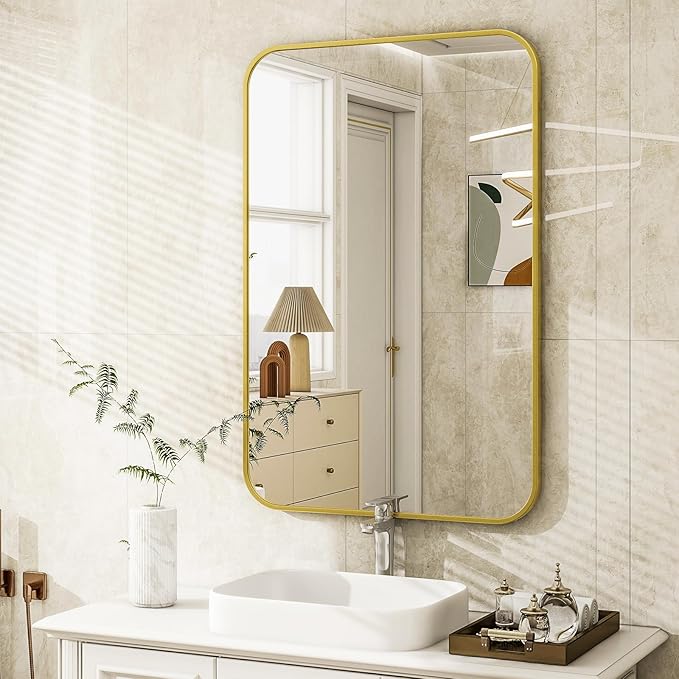 20 x 28 Inch Bathroom Mirror, Rounded Rectangular Vanity Mirror - Image 7