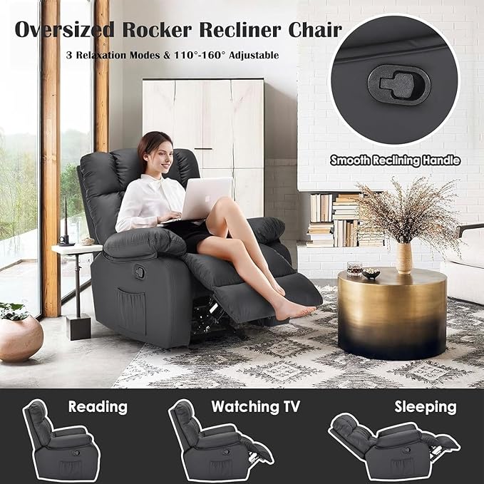 Oversized Recliner Chair, Leather Adjustable Recliner - Image 3
