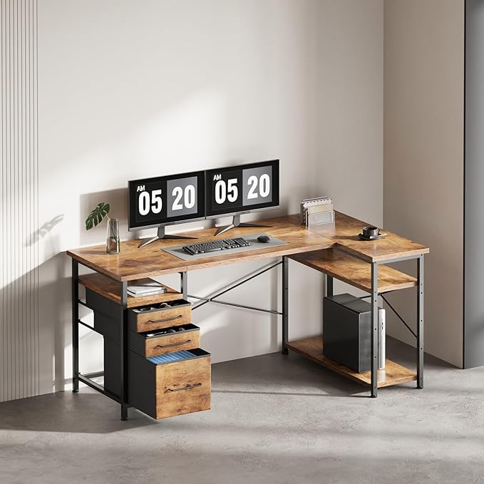 55" Computer Desk with Drawers, Desks - Image 2