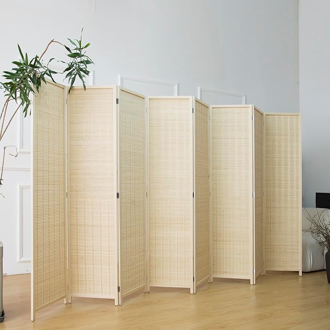 8 Panel Room Divider and Folding Panel Screen, Bamboo Panel Divider Screen - Image 4