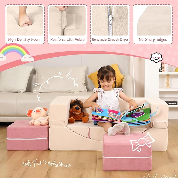 Modular Kids Play Couch, Kids Sofa Toddler Couch, Foam Play Set - Image 5
