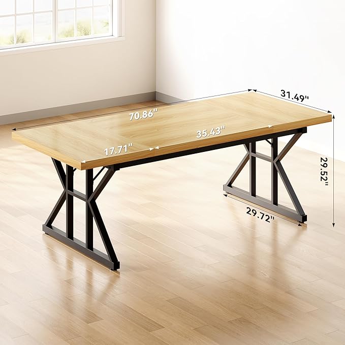 LITTLE TREE 70.8-Inch Large Executive Desk, Modern Computer Office Desk - Image 3
