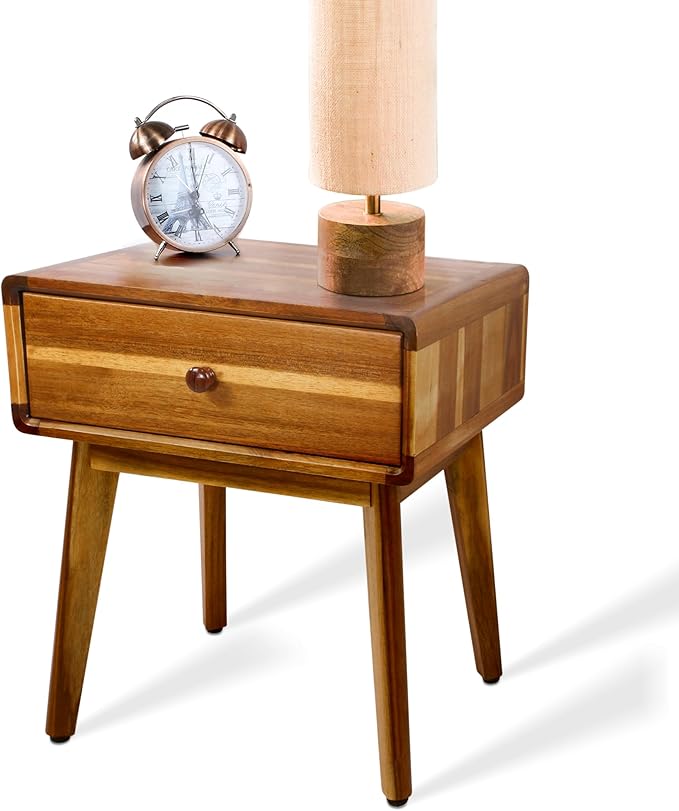 ENKEZI Small Mid Century Acacia Night Stand by ENKEZIProducts