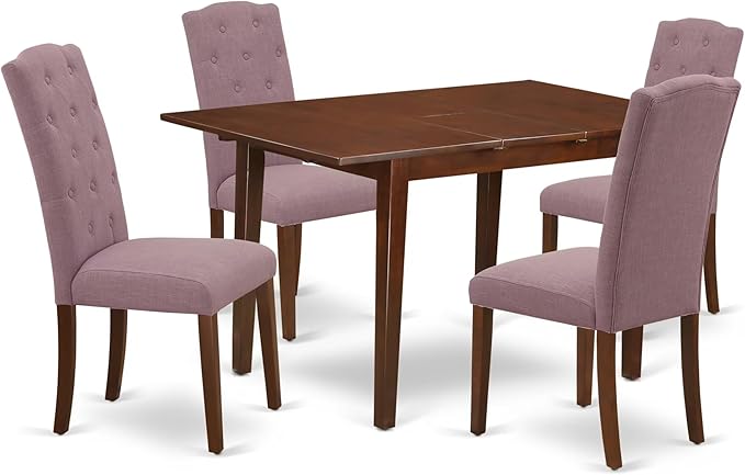 East West Furniture NOCE5-MAH-10 5 Piece Kitchen Table Set Includes a Rectangle by EastWestFurniture