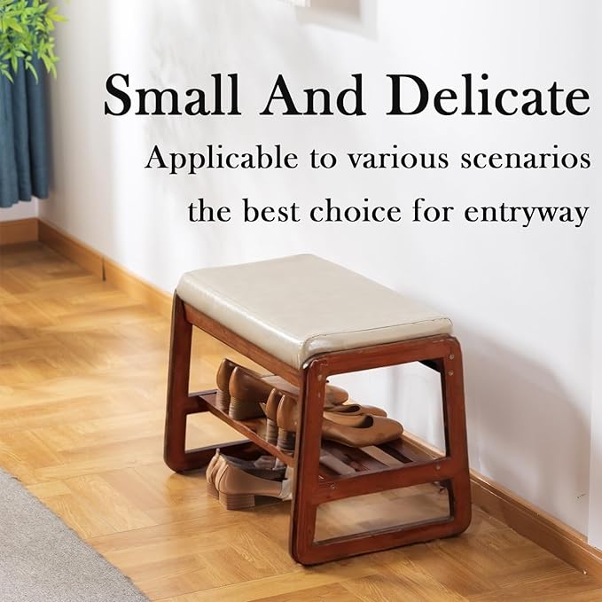 latifolia Solid Wood Bench, Entryway Shoe Bench - Image 4