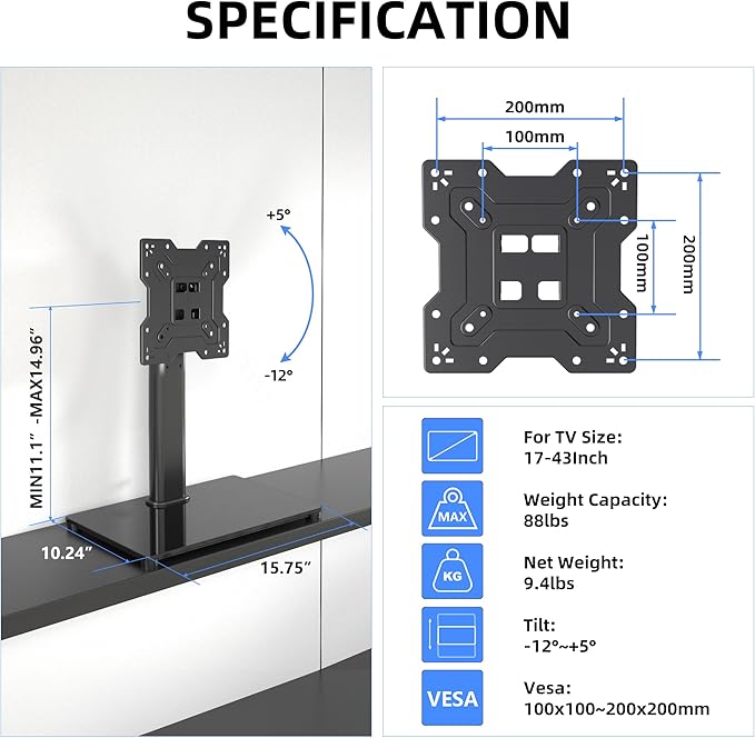 Universal TV Stand Base, Table Top TV Stand - Image 2