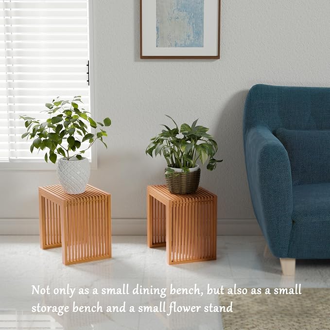 Bamboo Dining Bench Indoor Small Bench Entryway Shoe Rack Bench, Outdoor Modern - Image 7