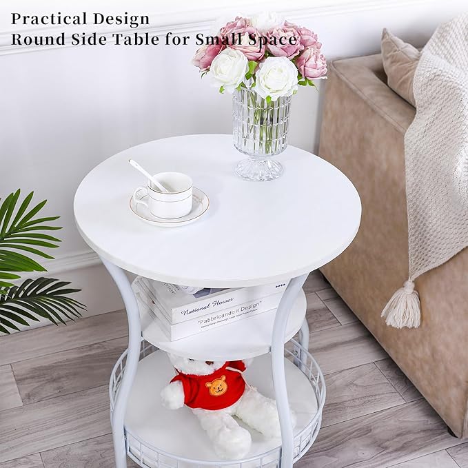 Round End Table, 3-Tier Side Table - Image 4