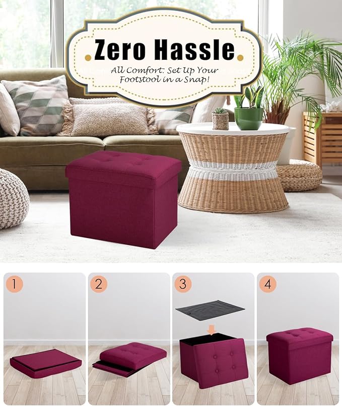 Ottoman Storage Ottoman Foot Rest Stool Foldable Bench - Image 5