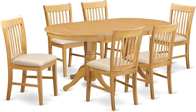 East West Furniture VANO7-OAK-C 7 Piece Kitchen Table & Chairs Set Consist of by EastWestFurniture
