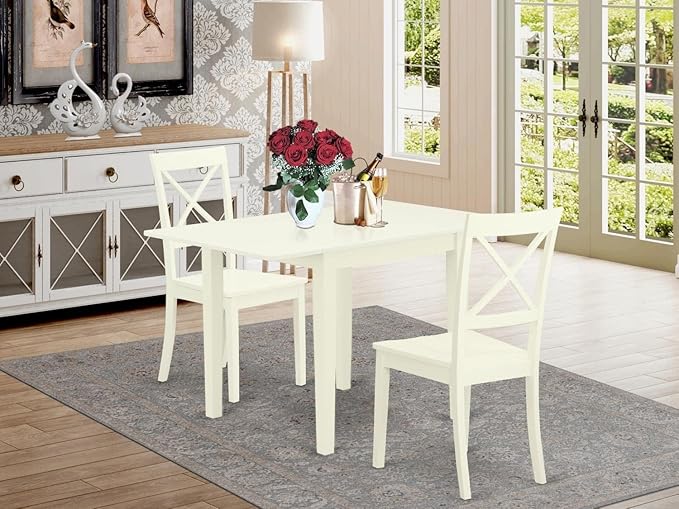 East West Furniture NDBO3-LWH-W 3 Piece Dinette Set - Image 2