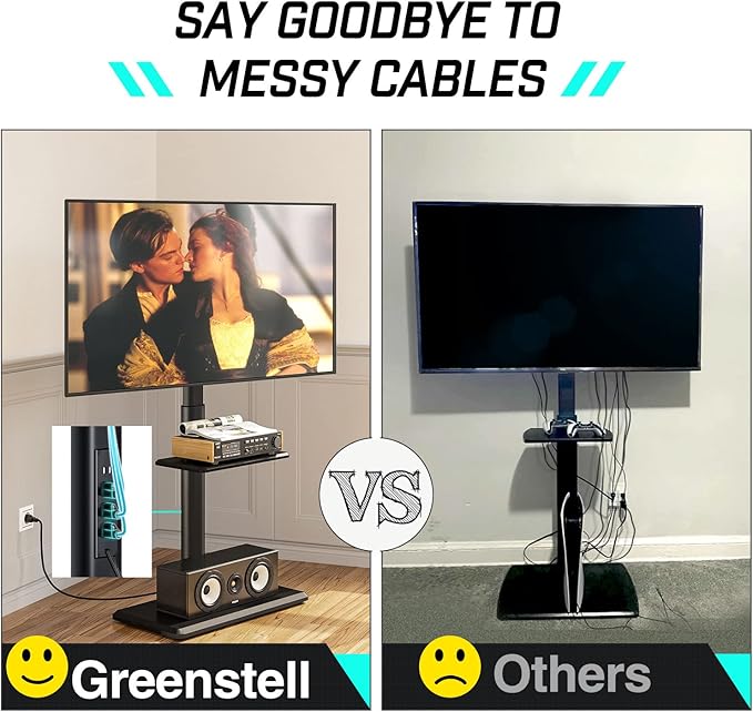 Greenstell TV Stand with Power Outlet & AV Shelf, Universal Floor TV Stand - Image 3