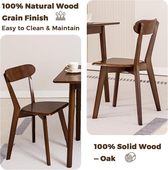 DELAVIN Soild Wood Dining Chairs Set of 6, Mid Century Oak Wood Kitchen Chairs - Image 5