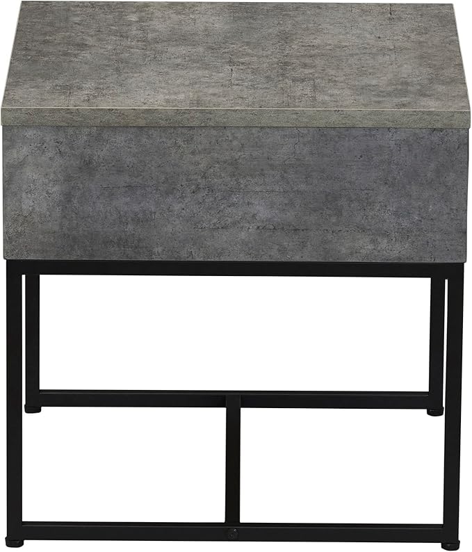 Household Essentials Wrap Square Side End Table Rustic Slate Concrete and Black - Image 5