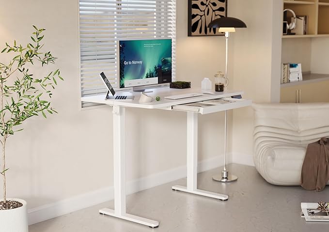 YDN Standing Desk with Drawers, 48 x 24 Inch Electric Adjustable Height Stand - Image 2