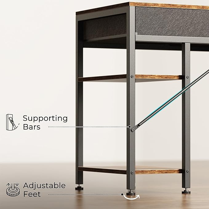Huuger Computer Desk with 6 Drawers, 47 Inch Office Desk with Shelves, - Image 9