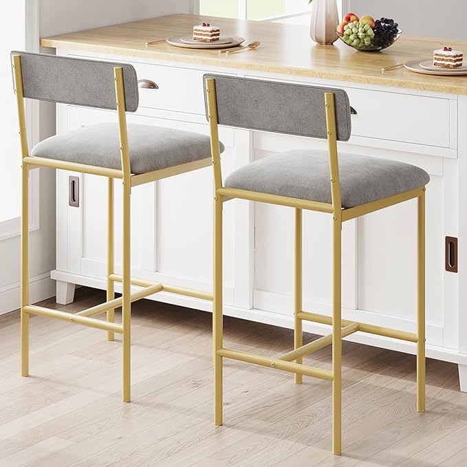 GarveeHome Bar Stools Set of 2, Upholstered Counter Height Bar Stools - Image 4